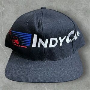 Vintage IndyCar Hat Mens OFSA Black Cap Wrap Around Design Spellout Snapback‎